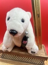 Vintage 8" 1993 Coca Cola White Polar Bear Holding a Bottle of Coke Plush    