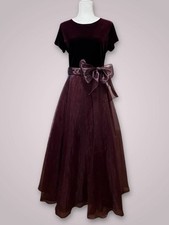 Vintage JS Collections Burgundy A-line Evening Gown Sz 14P Formal Wear
