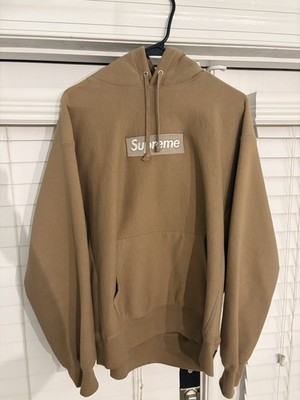 Supreme Box Logo Hooded Sweatshirt (FW23) Dark Sand, Size Small