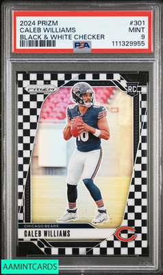 2024 PANINI PRIZM CALEB WILLIAMS #301 BLACK AND WHITE CHECKER ROOKIE RC PSA 9