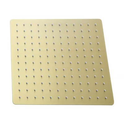 12-inch Square Brushed Gold Rain Shower Head, Ceiling or Wall Mount