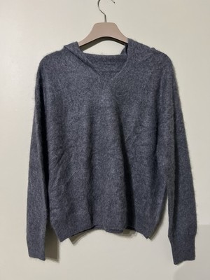 100% Kaschmir Hoodie Brustweite 118 Länge 56 cm L angeraut Kaschmir hautfreundlich grau