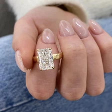 14k Yellow Gold 5.00CT Radiant Lab Grown Diamond Engagement Wedding Ring