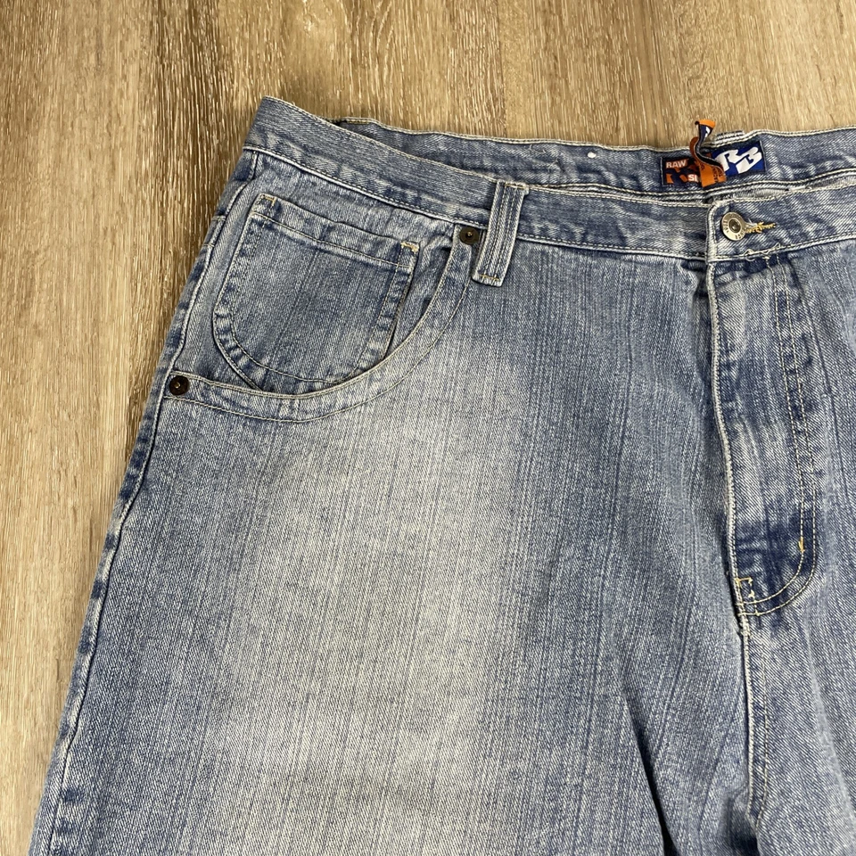 Vtg Y2K Raw Blue Skater Shorts Mens 44 Baggy Denim 16” Inseam Grunge Wide Leg - Image 2 of 4