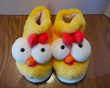 NEW Yellow Chicken Faux Fur Slip-On Slippers Women US 7.5-8.5 Easter Basket Gift