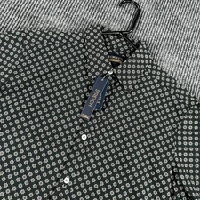 Cremieux Shirt Mens Medium Black Geometric Short Sleeve Button Up Casual New