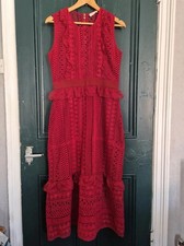 Iris Burgundy Red Full Length Dress Sz 12 (premium fashion brand)