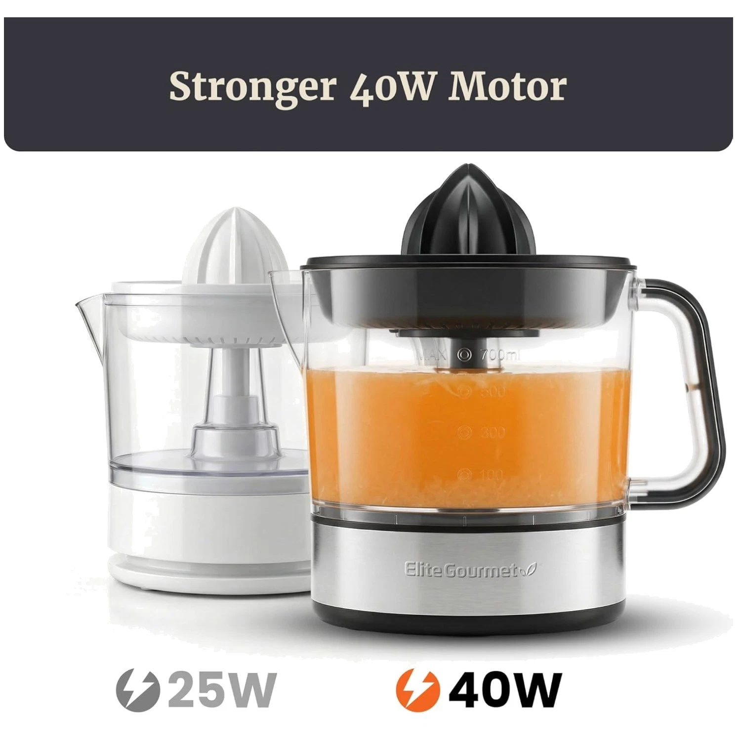 Compact 40W Electric Citrus Juicer, Pulp Control, Easy Pour