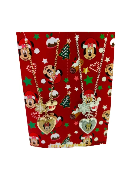 Collar Disney Minnie Mouse 2 pares de medallones y tarjetas de regalo colgante de Navidad Foto 2 de 4