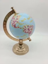 Threshold Decorative Globe on Copper Stand Painted with Flowers 7 1/2 “ Tall