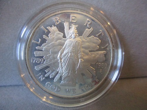 1989 Two Coin Proof Set - U.S Congressional Coins Silver Dollar/Clad Half Dollar - Picture 6 of 8
