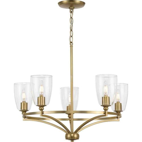 Progress Lighting Parkhurst Brushed Bronze Traditional Chandelier Glass Shades - Picture 5 of 11