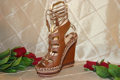 CHRISTIAN LOUBOUTIN SPAGANA 140 BROWN WEDGE SZ 39  *EUC - Picture 1 of 8