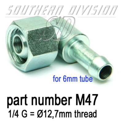 M47 Benzinhahnschlauchanschluß 90 grad Fuel pipe adapter tap Triumph BSA Norton