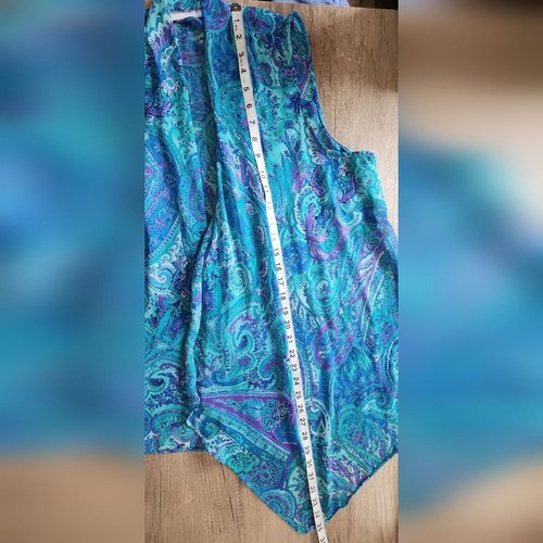 Susan Graver Blue Paisley Duster Vest Women's Large - Picture 6 of 6