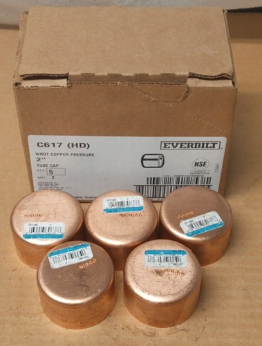 New Lot Of 5 Everbilt C617 (HD) Wrot Copper Pressure 2" Tube Cap By NIBCO