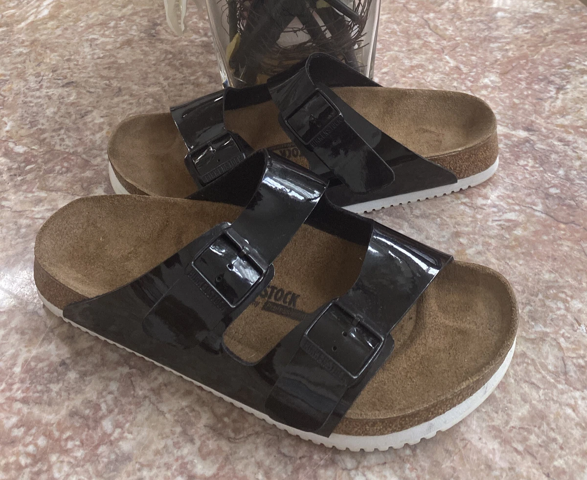 utålmodig quagga afvisning New Birkenstock 280 Men&#039;s Arizona Black Patent 2 Strap Sandal 280 09 / M10, $170 | eBay