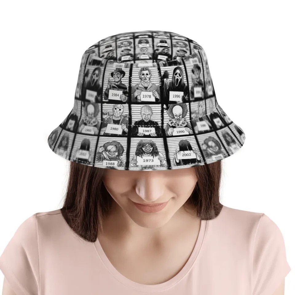 Bob film horreur anti-UV chapeau en toile respirante contre le soleil pour fan de pop-culture