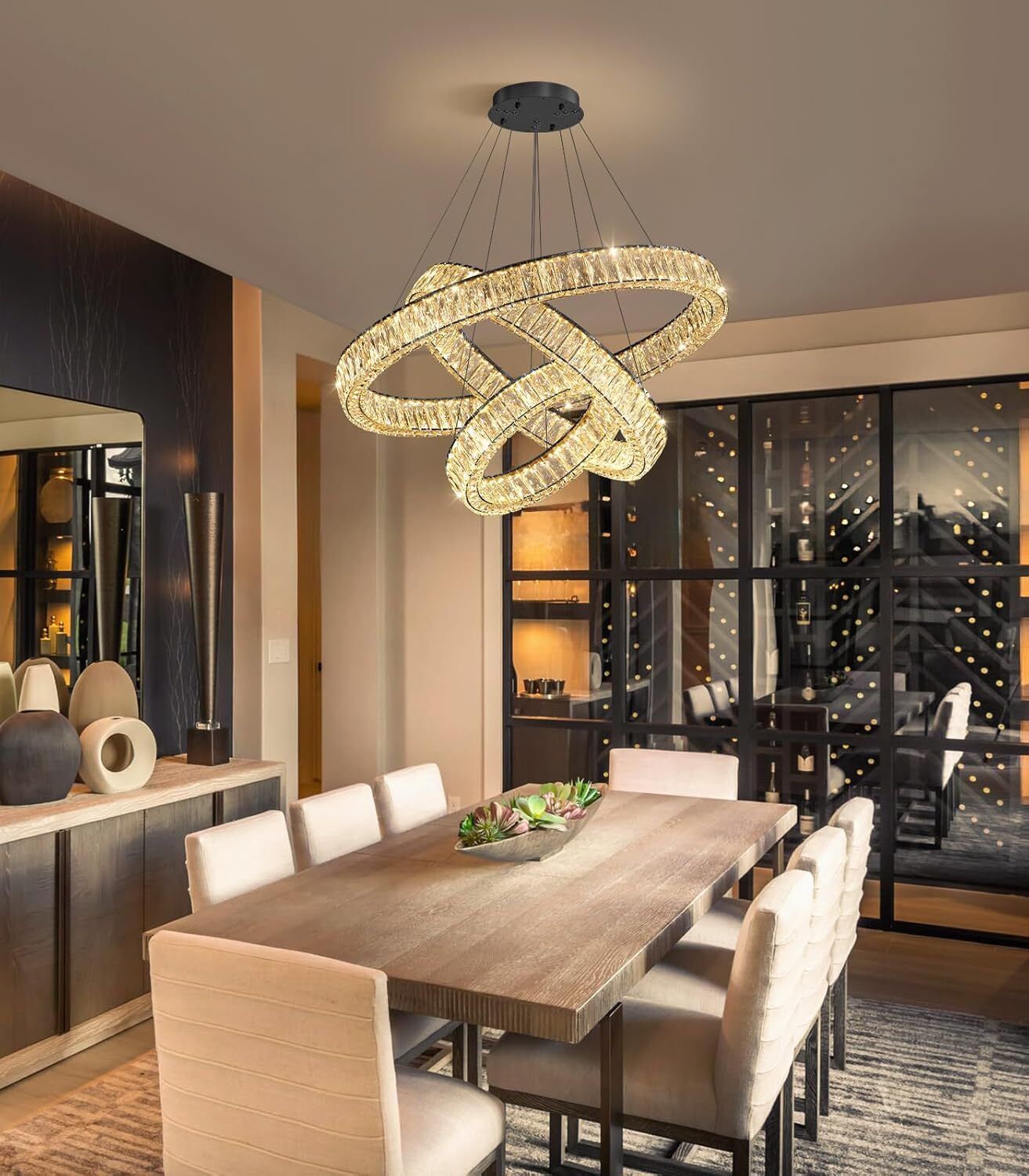 Modern Glam Crystal LED Chandelier with Remote Luxury Ceiling Light