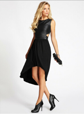 guess black leather dress Asymmetrical Ximena - BRAND NEW - - Size L - Look Numatic