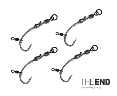 4x Ronnie Rig Gr. 4-8 Spinner Rig 360° Boilie Haken Pop Up Curve Shank Karpfen