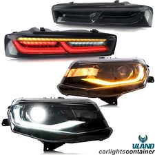 VLAND LED Headlights + SMOKED Tail Lights For Chevrolet Chevy Camaro 2016-2018