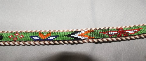 Vintage Beaded Tooled Leather Souvenir Belt Sz 34 Thunderbird Multi-Color(Green) - Picture 7 of 13