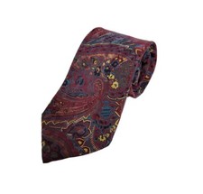 Vintage Guy Laroche Burgundy Paisley Pattern Silk Neck Tie Made In USA
