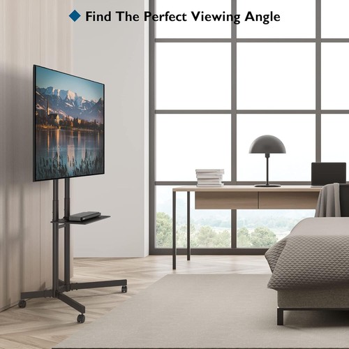 TV Television Stand Rolling Cart Television Stand Height Adjustable for 32-85 Inch - Picture 6 of 7