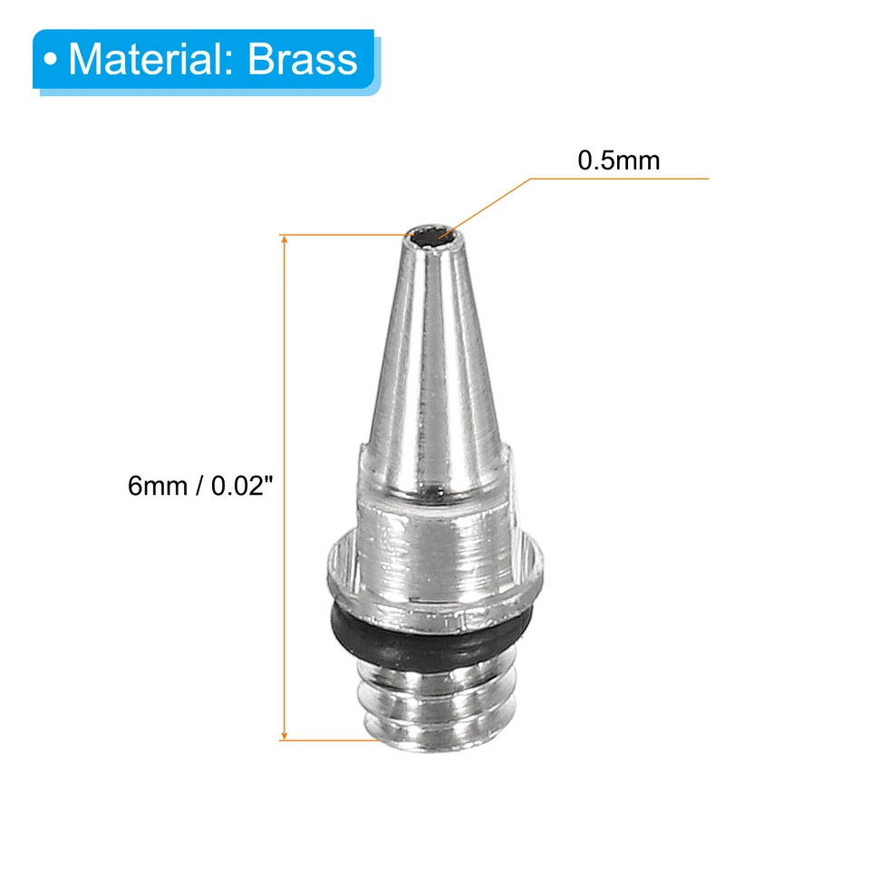 5Pcs 0.5mm Air Brush Nozzle Only Brass Nozzle Replacement Parts Accessories - image 2 of 4