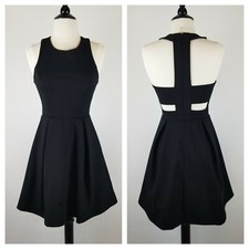 Lulus Black Fit and Flare Skater Mini Dress Sz S