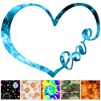Love Heart Love - Decal Sticker - Multiple Patterns & Sizes