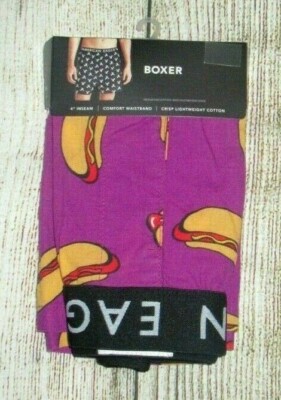 MENS AMERICAN EAGLE HOT DOG PURPLE BOXER SHORTS SIZE S (29/31)