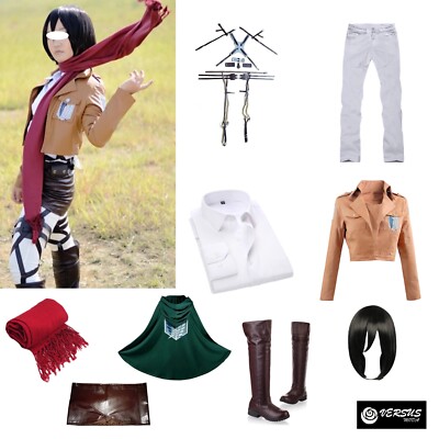 Kleid Maske Karneval Simil Attack Titan Kostüm Cosplay Mikasa ATITAN02