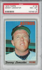 1970 Topps #178 Denny Lemaster Houston Astros PSA 8