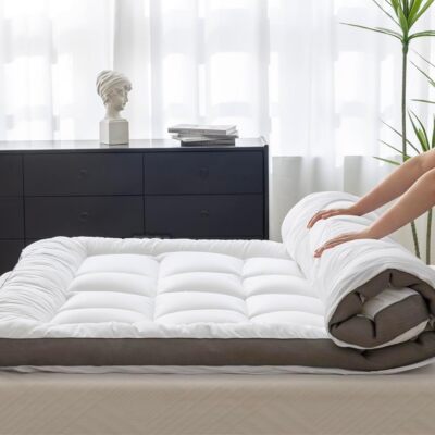 100% Cotton 2'' Thick Queen Size Mattress Topper - Luxuriously Sof