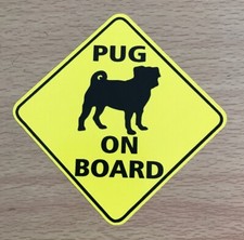 Pug On Board Sticker - Pug Dogs Pets Puppies Family Dog Mans Best Friend