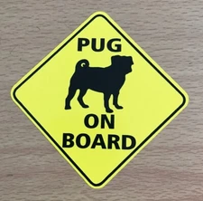 Pug On Board Sticker - Pug Dogs Pets Puppies Family Dog Mans Best Friend