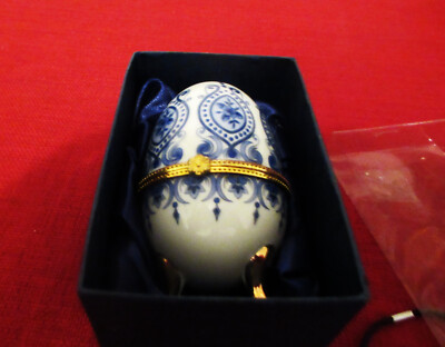 Inspired Faberge Egg Porcelain box Faberge imitation Blue and White