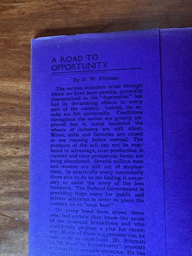 A ROAD TO OPPORTUNITY BY PITTMAN 1934 HC/DJ 1ST ED. PROPOSE NEW ECONOMIC SYSTEM - Picture 10 of 10