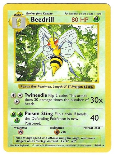 Beedrill - Non Holo Rare - Pokemon - Base Set - 17/102 | eBay