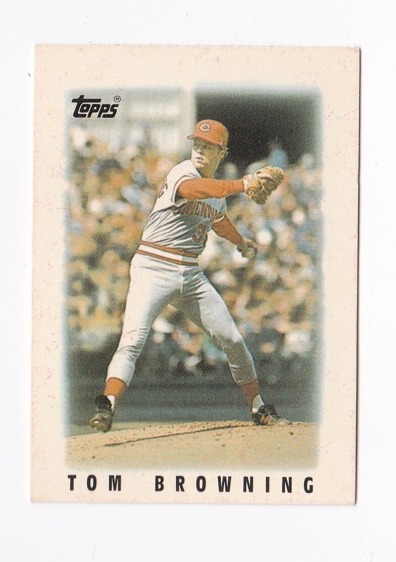 1986 Topps Baseball Major League Leaders Mini Tom Browning Reds #40