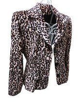 Sandro Leopard Print Ladies Jacket Size 12 - 14 Brown Velvet Blazer Designer