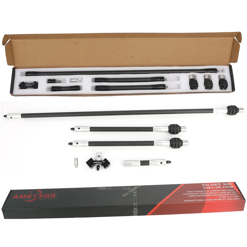 Archery 3K Carbon Stabilizer System Balance Bar Rod Damper Weight Kit Bow Target - Image 2 of 4