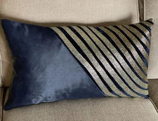 CALLISTO HOME BEADED CALF HAIR MODERN LUMBAR DESIGNER PILLOW FEATHER DOWN NWT