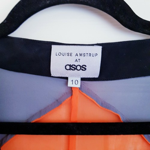 Louise Amstrup At Asos Womens Silk Top Blouse Orange Grey Black Colour Block 10 - Picture 4 of 6