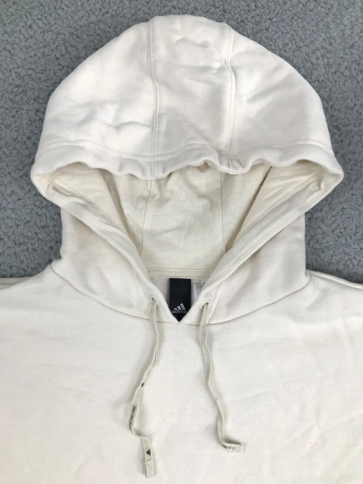 OFF WHITE Adidas Felpa con Cappuccio Donna XS Avorio Crema Manica Lunga Pullover Maglione 100% Cotone