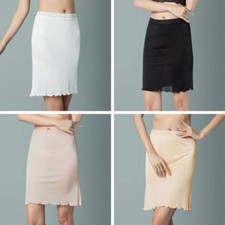 Womens Half Slip Midi Under Skirt Petticoat Dress Lace Underskirt High Waist