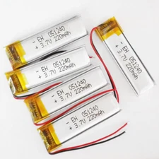 5 pcs 3.7V 220mAh lipo polymer Rechargeable Battery 501240 For MP3 smart watch