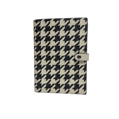 Coach Notebook With Houndstooth Print in  Silver/Cream/Black